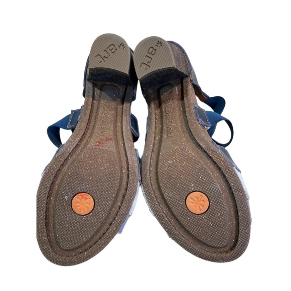 Art Co Blue And White Open Toe Cross Strap Leather Chunky Heel Sandals Size 39 - Picture 11 of 13